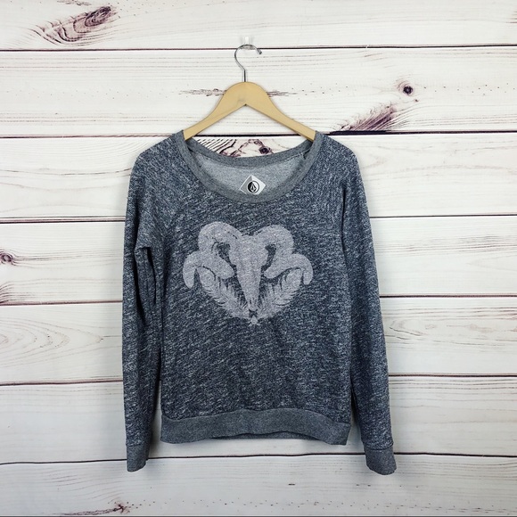 Volcom Gray Ram Sheep Pullover Size Small - Picture 2 of 5